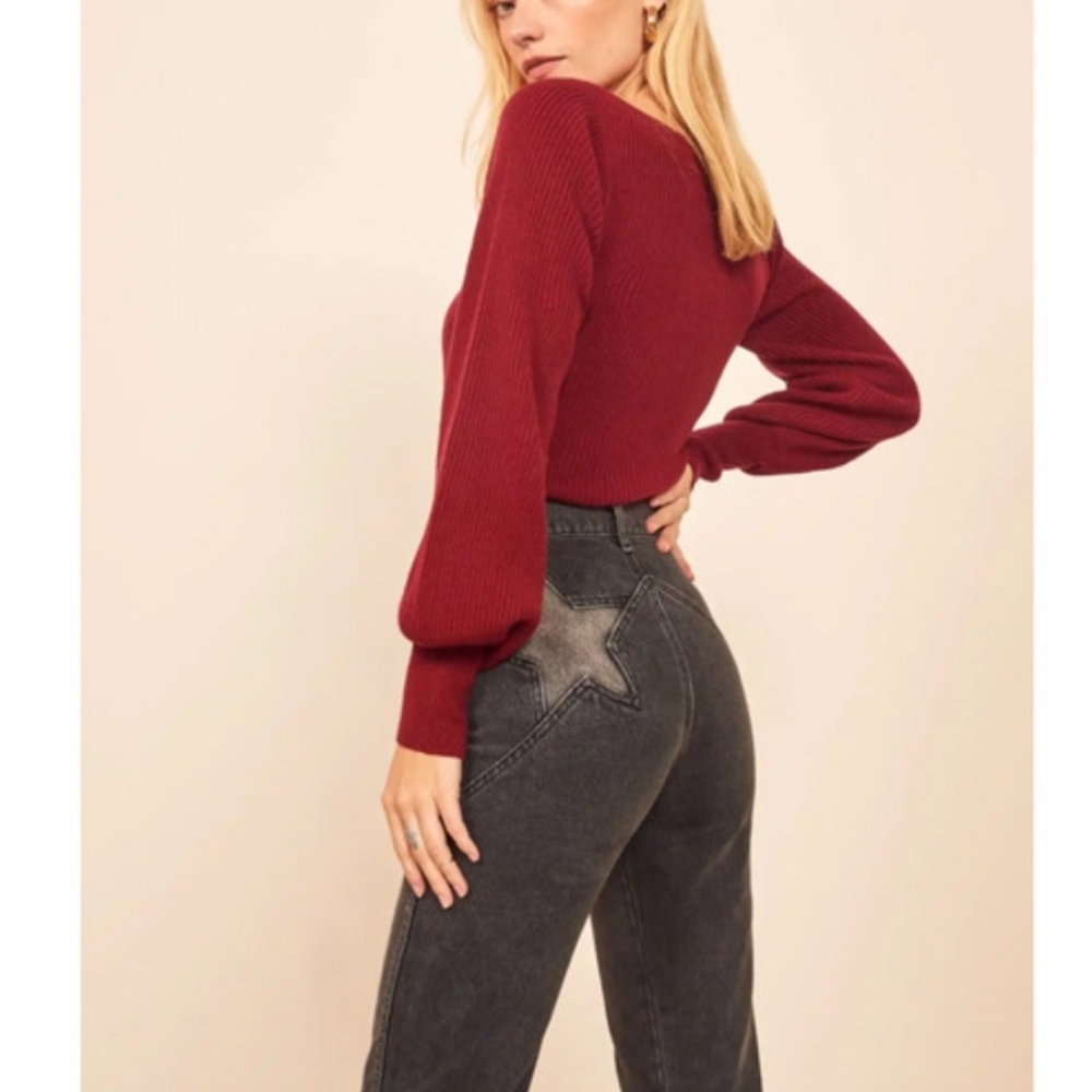 Reformation High Rise Star Seam Jeans Black Wash Straight Leg
